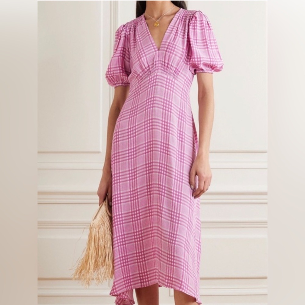 FAITHFUL The Brand Victoria Checked Midi Dress Sz 2 - Picture 2 of 8